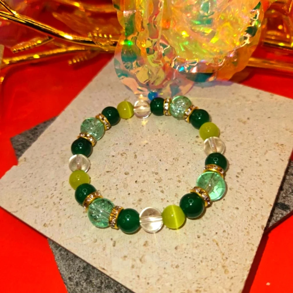 Adorned Beaded Bracelet Amethyst Quartz Tiger Eye Crystal - Handmade